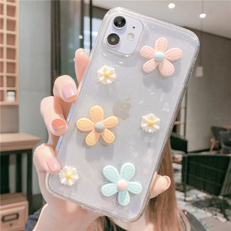 Cute Floral iPhone Case for Various Models (Soft Silicone)
