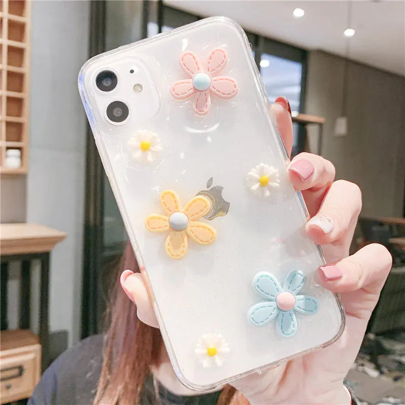 Cute Floral iPhone Case for Various Models (Soft Silicone)